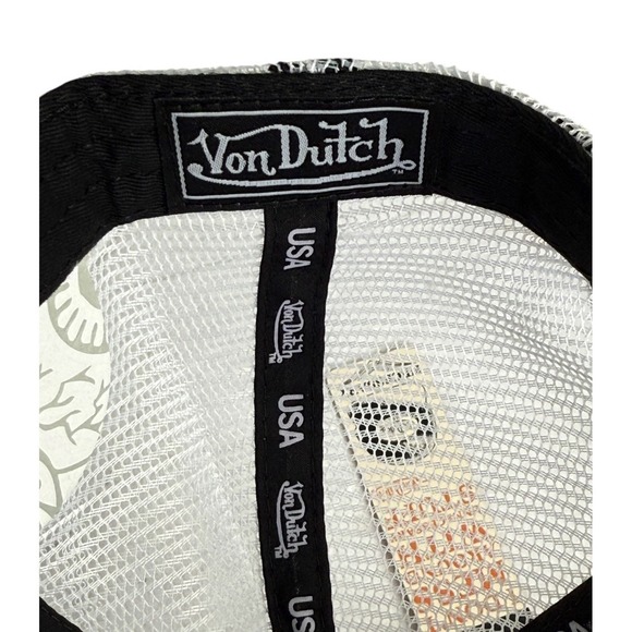 NEW‎ Von Dutch Hat BLACK JAX PSYCHO All-Over Print Patch Trucker Mesh SnapBack - Picture 8 of 8